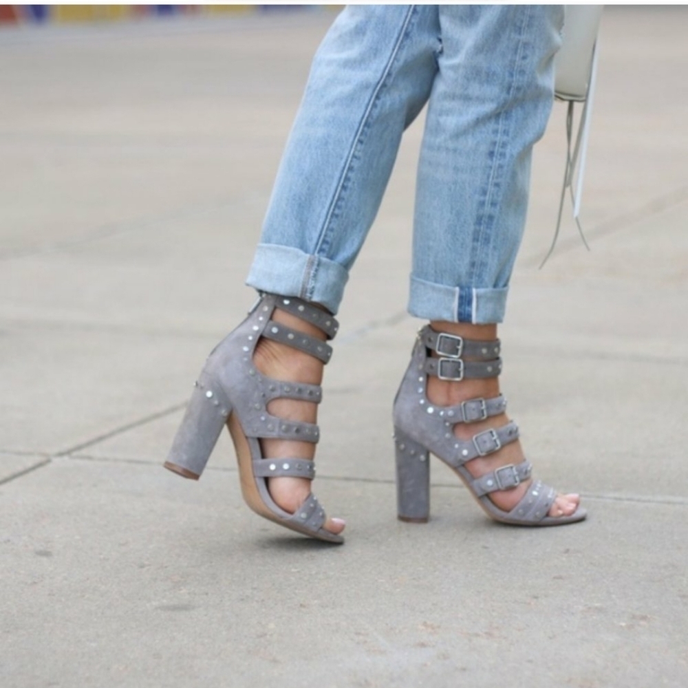 Sam Edelman Gray York Studded Sandals Suede size 8